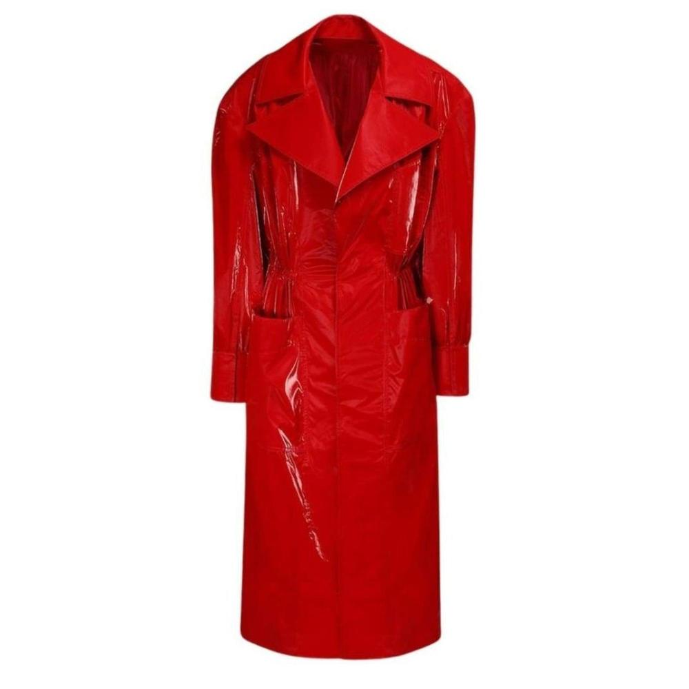 Mugler - Belted Glossy Red Trench Coat - FR 44